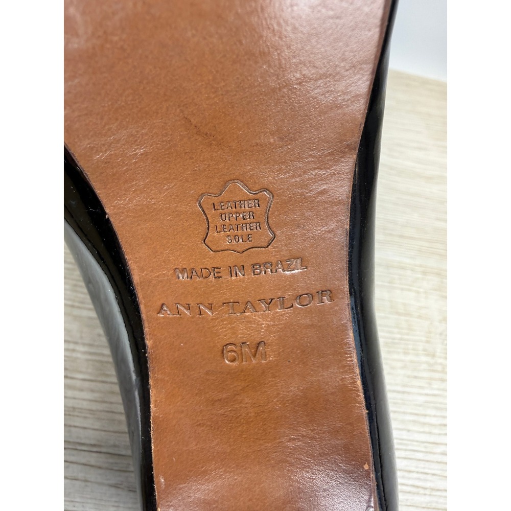 Y2K Ann Taylor Black Patent‎ Leather Peep Toe Criss Cross Platform Pumps 6M - Picture 8 of 9
